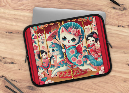 Geisha Kitten's Enchanted Carousel Laptop Sleeve