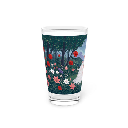 🌹💌 The Garden Of Blown Kisses Pint Glass – Art Deco Floral Romance
