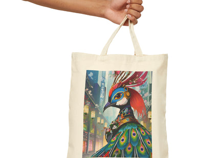 Techno Plumes Cotton Canvas Tote Bag