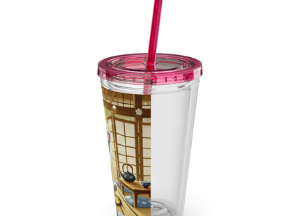Playful Kitten in the Tea Room Sunsplash Tumbler with Straw, 16oz