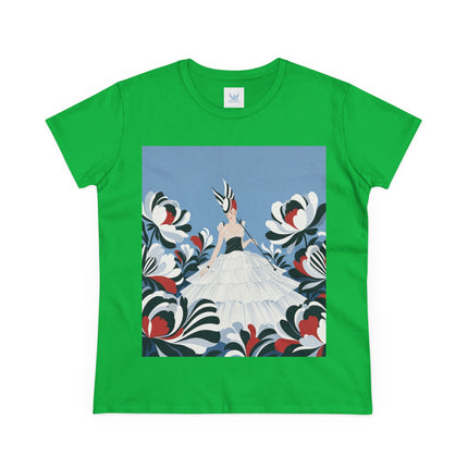 🖤🌸 The Black And Ivory Blossom Garden Cotton Tee – Art Deco Fashion Illustration