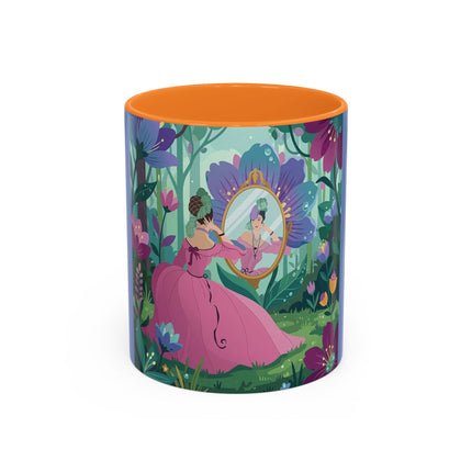 The Lady Of The Enchanted Mirror Colorful Mugs – Art Deco Botanical Elegance