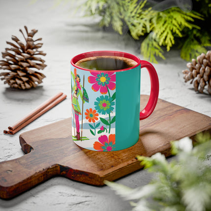 🎿🌸 The Winter Flower Adventurer Colorful Mug – Colorful Ski Fantasy