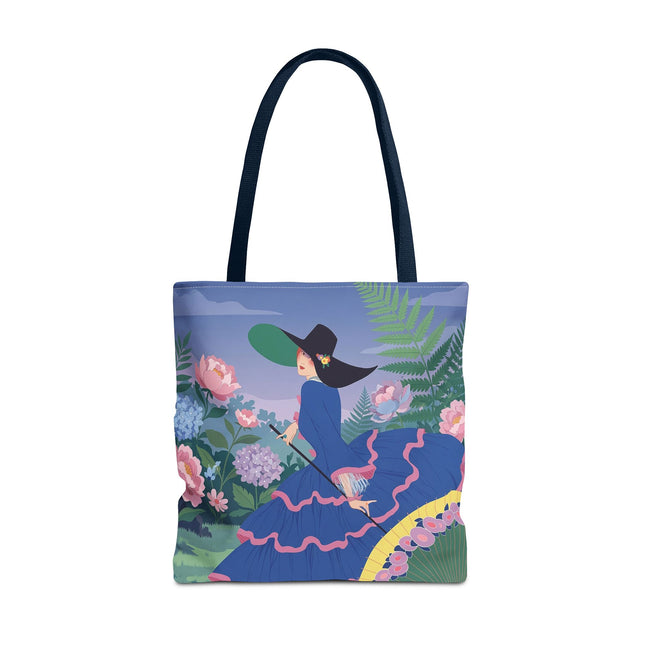 🌸💙 The Lady Of The Blue Garden Promenade Tote Bag – Art Deco Floral Fashion
