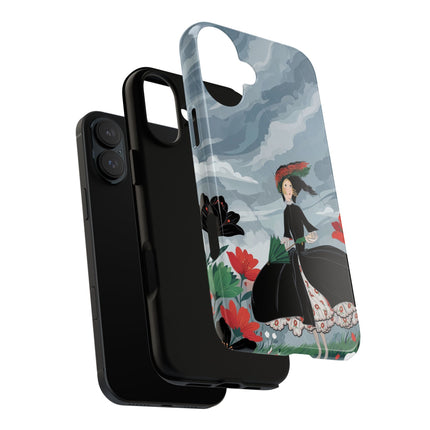 🌧️🌺 The Stormy Flower Walk Phone Case – Art Deco Floral Fashion