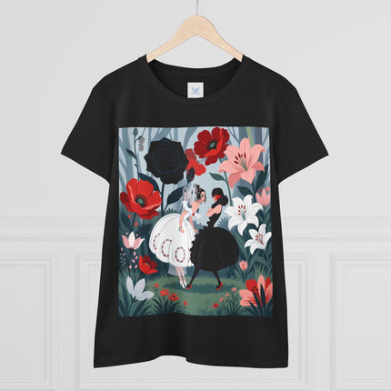 🌹🖤 The Midnight Rose Garden Cotton Tee – Art Deco Floral Fashion