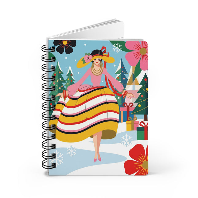 🎀❄️ The Lady Of The Christmas Ribbon Garden Spiral Notebook – Art Deco Holiday Fantasy