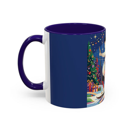 🌙🎿 The Moonlit Christmas Skier Colorful Mug – Whimsical Holiday Fantasy