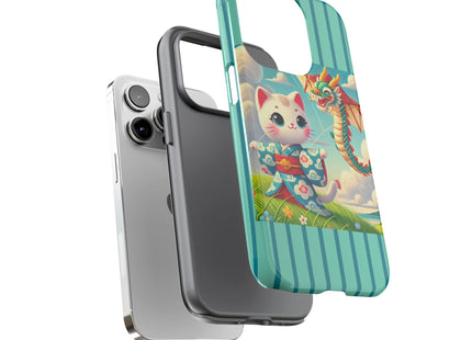 Geisha Kitten and the Dragon Kite Phone Cases