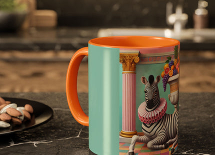 Still Life with Zebra, Fruit, and Pink Columns Colorful Mugs (11oz, 15oz)