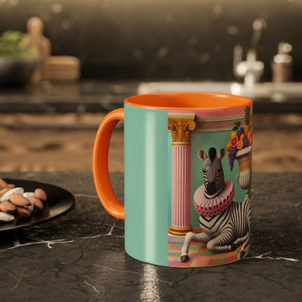 Still Life with Zebra, Fruit, and Pink Columns Colorful Mugs (11oz, 15oz)