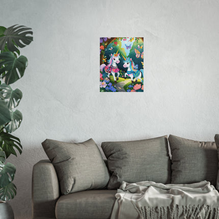Baby Unicorns and Fluttering Butterflies Fine Art Posters