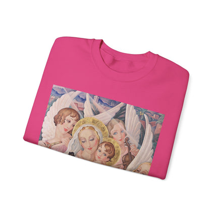 Madonna with Child Surrounded by Musical Angels by Gerda Wegener Heavy Blend™ Crewneck Sweatshirt