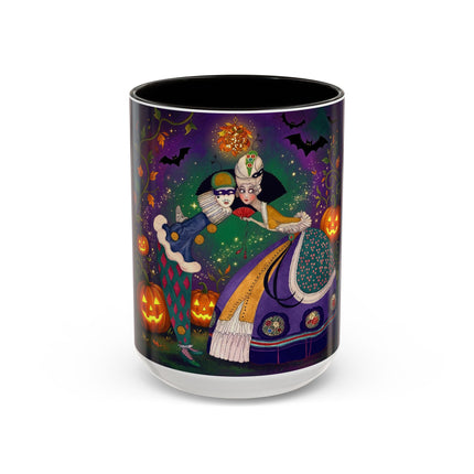 🎭🎃 The Masquerade Beneath The Pumpkin Lantern Colorful Mug – Theatrical Halloween Charm