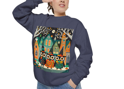 Night of the Trick-or-Treating Owlets Unisex Garment-Dyed Sweatshirt
