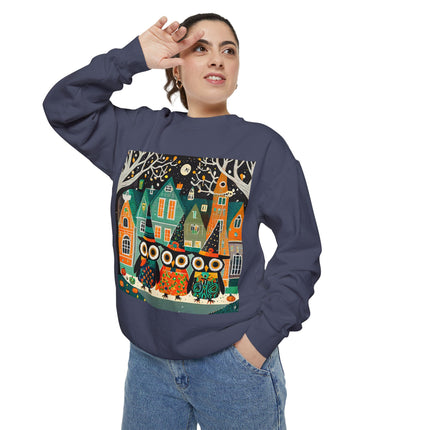 Night of the Trick-or-Treating Owlets Unisex Garment-Dyed Sweatshirt