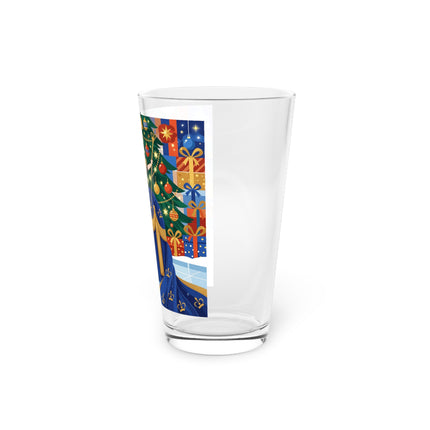 👑🎄 The Christmas Queen Of Golden Bells Pint Glass – Art Deco Holiday Elegance