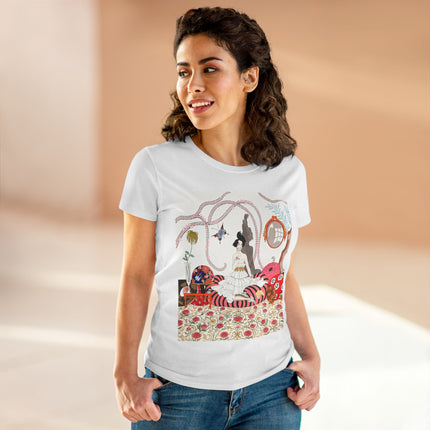🌹🐕 The Rose Salon Companion Cotton Tee – Art Deco Fashion & Dog Elegance