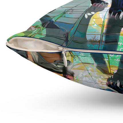 Cyber Panther's Hunt Spun Polyester Square Pillow
