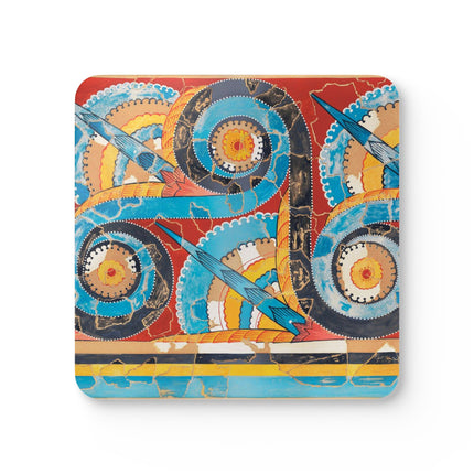 Reproduction of S-Spiral Frieze by Emile Gilliéron Corkwood Coaster Set