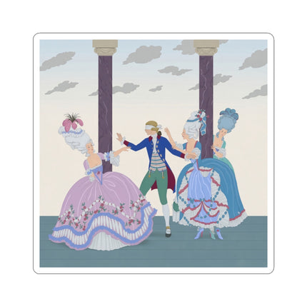 🎭🌸 Blindman’s Bluff Kiss-Cut Stickers – Rococo Courtship Whimsy