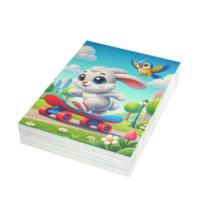 🐰🛹 The Little Bunny Skateboard Ride Greeting Card – Whimsical Animal Adventure