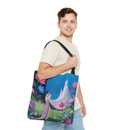 🌸🏔️ The Lady Of The Mountain Garden Tote Bag – Art Deco Floral Fantasy