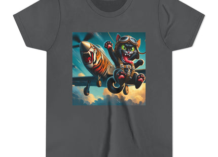 Parachuting Cat Commando Youth Short Sleeve Tee