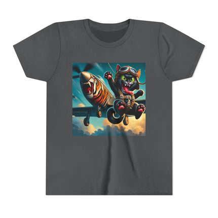 Parachuting Cat Commando Youth Short Sleeve Tee