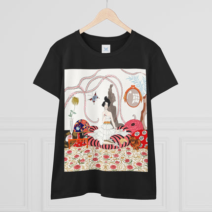 🌹🐕 The Rose Salon Companion Cotton Tee – Art Deco Fashion & Dog Elegance