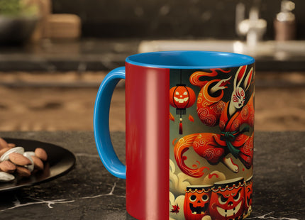 Jack-O’-Lantern Drums & The Kabuki Rabbit Colorful Mugs (11oz, 15oz)