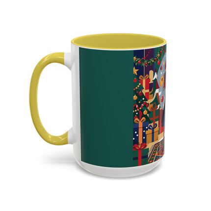 ☃️🎄 The Snowman's Christmas Companion Colorful Mug – Art Deco Holiday Fantasy