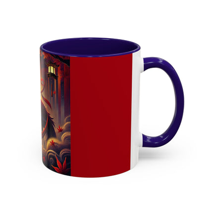 Regal Crimson Crane in the Autumn Mist Colorful Mugs (11oz, 15oz)