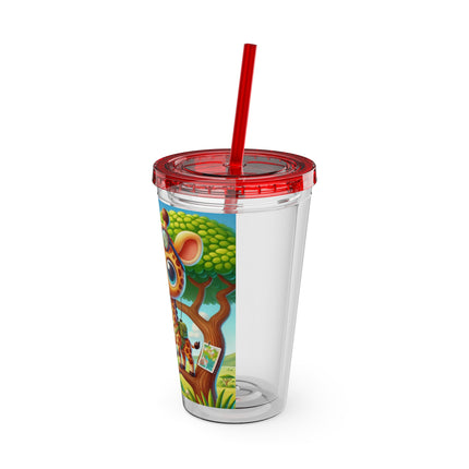Giraffe Lookout Sunsplash Tumbler with Straw, 16oz