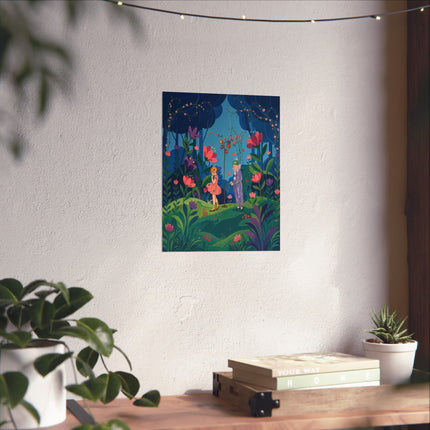 🦋🌷 The Secret Flower Forest Matte Vertical Poster – Art Deco Botanical Whimsy
