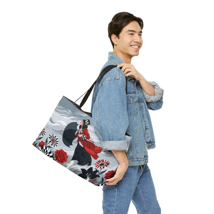 🌧️🌺 The Stormy Flower Walk Weekender Tote Bag – Art Deco Floral Fashion