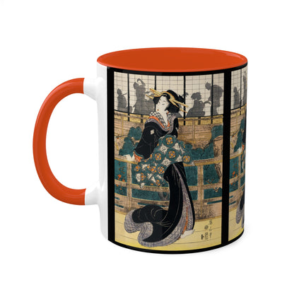 Japanese woman woodcut print by Kikukawa Eizan Colorful Mugs, 11oz