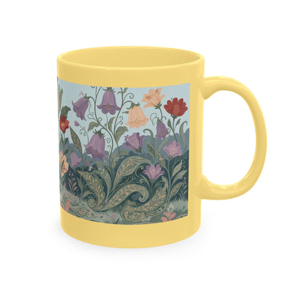 🐈🥾 The Lady & Puss In Boots In The Flower Garden Ceramic Mug – Art Deco Storybook Whimsy