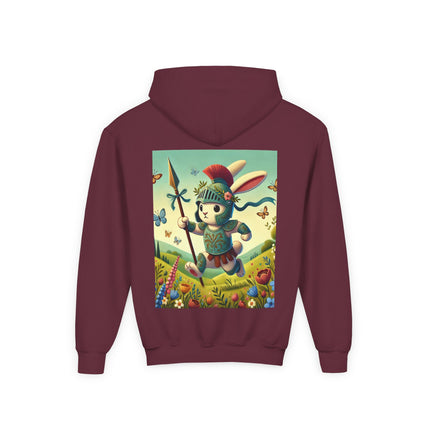 Rabbit Gladiator Youth Hooded Sweatshirt – Courage, Adventure & Playful Heroism