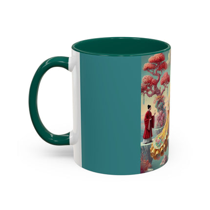 Cherry Blossom Courtesans & Crimson Crab Colorful Mug – Imperial Elegance & Playful Charm