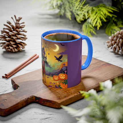 🌙🎃 The Scarecrow Of Haunted Hollow Colorful Mug – Whimsical Halloween Mystery