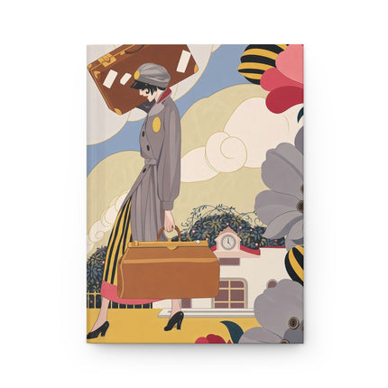🧳🌸 The Lady Of The Grand Garden Departure Hardcover Journal – Art Deco Travel Whimsy