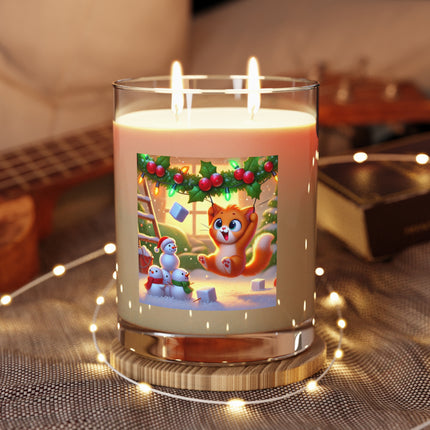 Naughty or Nice Kitten Christmas Scented Candle - Full Glass, 11oz