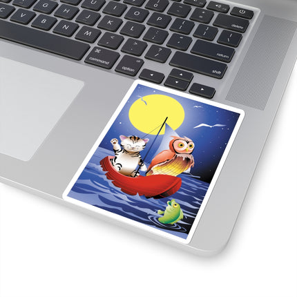 Embarking on a Moonlit Journey  Kiss-Cut Stickers (4 Sizes)