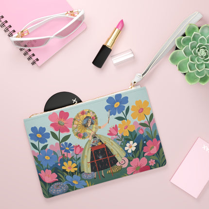 🌸🪞 The Floral Parasol Reflection Clutch Bag – Art Deco Garden Fantasy
