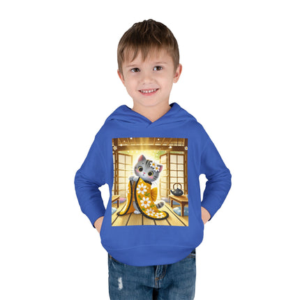 Playful Kitten in the Tea Room Toddler Pullover Fleece Hoodie