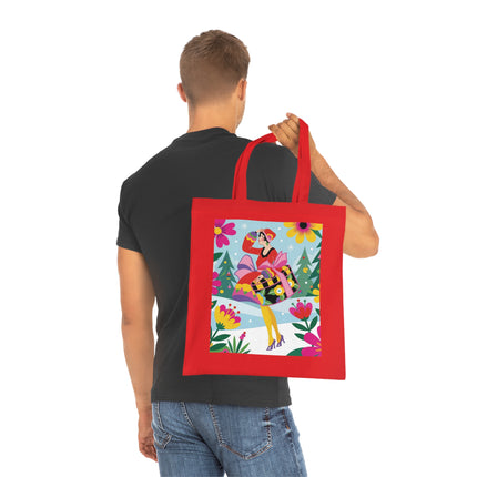 🎄🌺 Christmas In The Winter Garden Cotton Tote Bag – Art Deco Holiday Whimsy