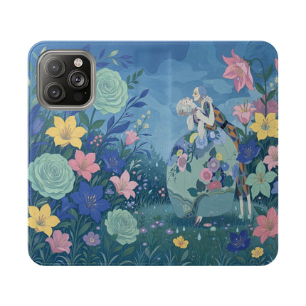 🌸💙 The Lovers In The Enchanted Garden Flip Case – Art Deco Floral Romance