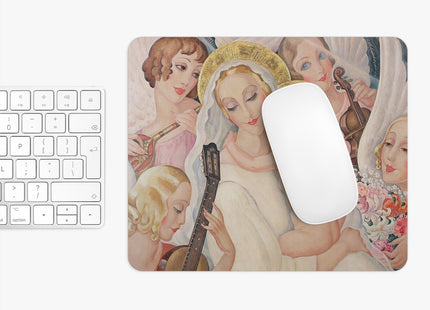Madonna with Child Surrounded by Musical Angels by Gerda Wegener Mouse Pad, Round and Rectangle