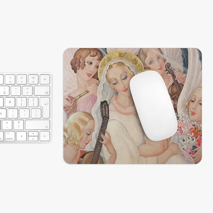 Madonna with Child Surrounded by Musical Angels by Gerda Wegener Mouse Pad, Round and Rectangle